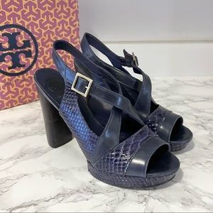 Tory Burch Deidre Snakeskin Platform Heels